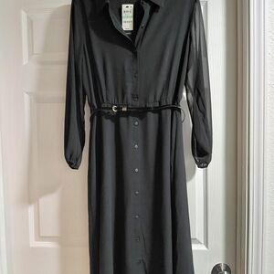 Elegant Black Button-Up Dress New With Tag